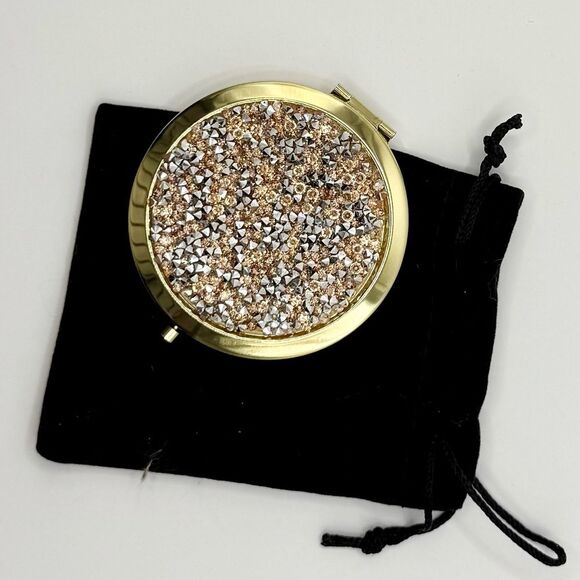 Gold and Silver Compact Mirror - Picture 1 of 3